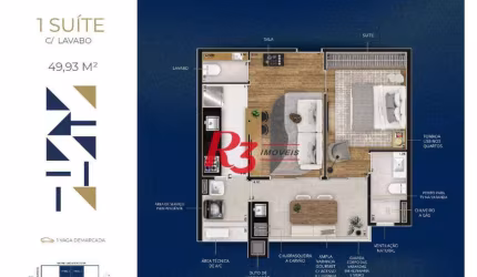 Apartamento com 1 dormitório à venda, 49 m² por R$ 530.000,00 - Marapé - Santos/SP