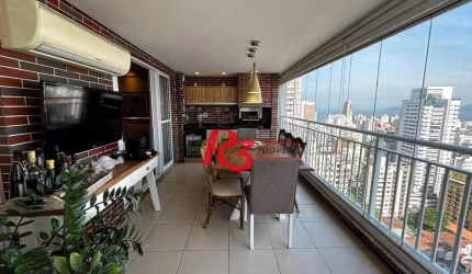 Apartamento com 3 dormitórios para alugar, 148 m² por R$ 15.000,00/mês - Boqueirão - Santos/SP