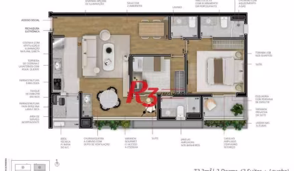 Apartamento com 2 dormitórios à venda, 72 m² por R$ 1.437.616,36 - Boqueirão - Santos/SP