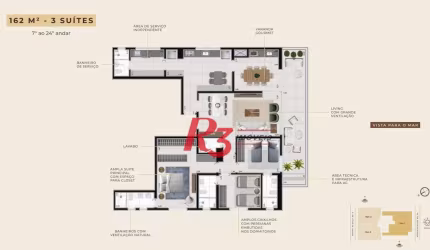 Apartamento com 3 dormitórios à venda, 162 m² por R$ 1.808.035,64 - Boqueirão - Santos/SP