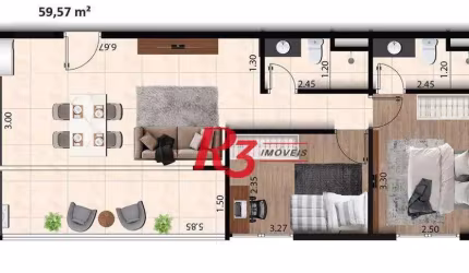 Apartamento à venda, 59 m² por R$ 508.000,00 - Macuco - Santos/SP