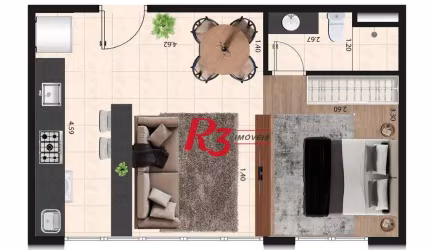Apartamento à venda, 37 m² por R$ 388.000,00 - Macuco - Santos/SP