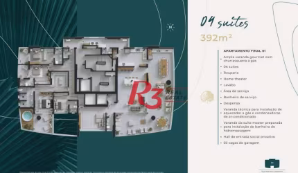 Apartamento à venda, 392 m² por R$ 8.221.182,84 - Ponta da Praia - Santos/SP