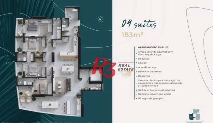 Apartamento com 4 dormitórios à venda, 183 m² por R$ 2.408.936,86 - Ponta da Praia - Santos/SP