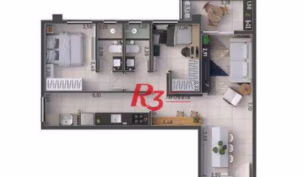 Apartamento com 2 dormitórios à venda, 67 m² por R$ 593608 - Macuco - Santos/SP