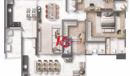 Apartamento com 3 dormitórios à venda, 116 m² por R$ 1.792.252 - Embaré - Santos/SP