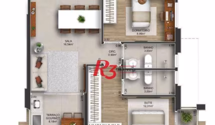 Apartamento com 2 dormitórios à venda, 86 m² por R$ 892.500 - Gonzaga - Santos/SP