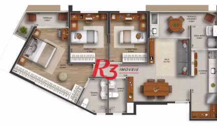 Apartamento com 3 dormitórios à venda, 94 m² por R$ 1.094.231 - Gonzaga - Santos/SP