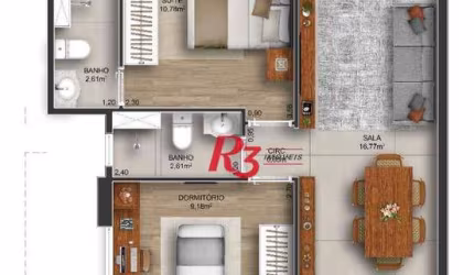 Apartamento com 2 dormitórios à venda, 74 m² por R$ 756.000 - Gonzaga - Santos/SP