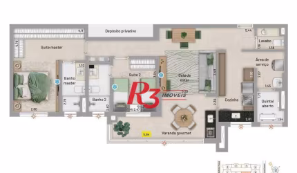 Apartamento com 2 dormitórios à venda, 96 m² por R$ 1.600.000,00 - Embaré - Santos/SP