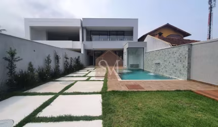 RIO MAR Casa contemporânea triplex à venda 5 suítes com 350 m², 3 vagas, piscina, sauna, sotão, Barra da Tijuca