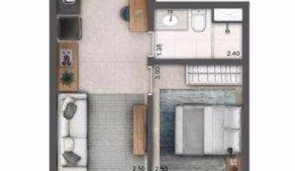Apartamento para Venda em São Paulo, Vila Clementino, 1 dormitório, 1 banheiro, 1 vaga
