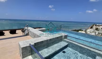 Cobertura Beira-mar Praia de Pajuçara Studio de 35,00m² com Pé-direito Duplo Sala ampla com varanda - Maceió Alagoas