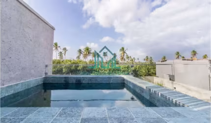 Apartamento em Milagres com Rooftop, Mobiliado com 83m² com 2 Suítes no Condomínio Villa Tamoná na Praia do Riacho em São Miguel dos Milagres - Alagoas