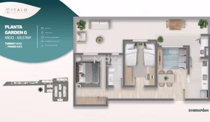 Apartamento com 2 quartos à venda no Jardim Abaeté, Piracicaba  por R$ 250.000