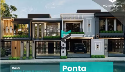 IMPONENTE SOBRADO COM 3SUITES, 4 VAGAS DE GARAGEM E ESPAÇO EXTERNO COM PISCINA, NO BAIRRO PONTA AGUDA BLUMENAU!