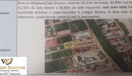 Área Altiplano Cabo Branco com  5.000,37M², Permuta 22%