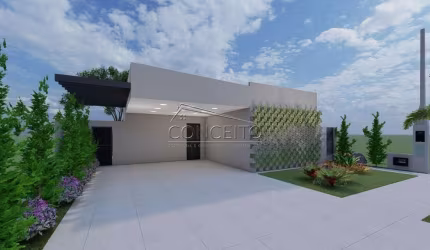 Casa térrea em construção no Condomínio Parque dos Ypês com 155,25 m² | 3 suítes, sendo 1 com closet e 2 vagas de garagem cobertas.