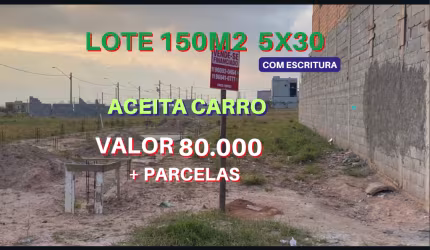 LOTE/TERRENO VALOR de Entrada 80 Mil mais parcelas para quitar o lote, Aceita Carro Localizado na Cidade Miguel Badra - Suzano