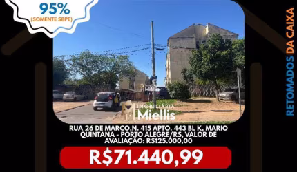 Imóvel Retomado CAIXA no bairro MARIO QUINTANA em PORTO ALEGRE - OPORTUNIDADE ÚNICA!