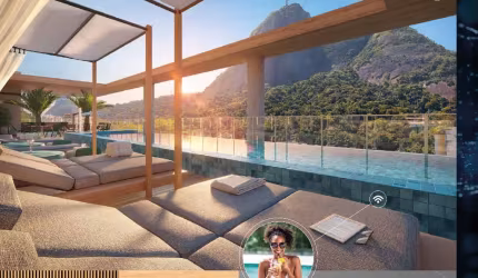Studio 1 quarto com vista Cristo Redentor ou Pão de Açucar.