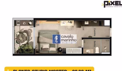 Studio com 1 dormitório à venda, 38 m² por R$ 297.000,00 - Vila Monte Alegre - Ribeirão Preto/SP