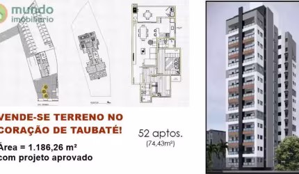 Terreno à Venda, Centro, Taubaté,  1.186,26m