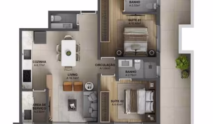 Apartamento para Venda em Florianópolis, Centro, 2 dormitórios, 2 suítes, 3 banheiros, 2 vagas