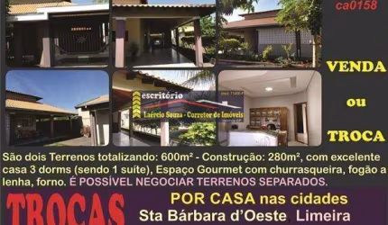 Casa Venda em Rubinéia SP, 600m² de terreno, 280m² construção, Piscina, Espaço Gourmet
