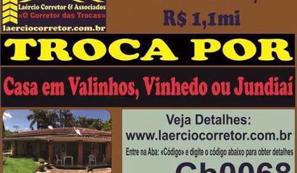 Chácara Venda em Jarinú SP, bairro Jardim Bonanca - terreno 1.000m² e 350m² construção