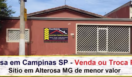 Casa para Venda em Campinas, Jardim Santa Mônica, 3 dormitórios, 1 suíte, 3 banheiros, 5 vagas