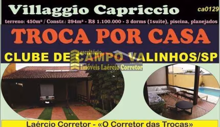 Casa em Condomínio para Venda em Louveira, Condomínio Residencial Villaggio Capriccio, 3 dormitórios, 1 suíte, 3 banheiros, 2 vagas