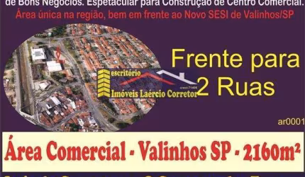 Área Venda em Valinhos SP, bairro Capuava (saída para Rodov. D. Pedro), Frente para Rodovia - 2.170m² - R$ 1.900.000,00