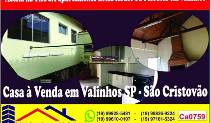 Casa para Venda em Valinhos, São Cristovão, 3 dormitórios, 1 suíte, 2 banheiros, 3 vagas