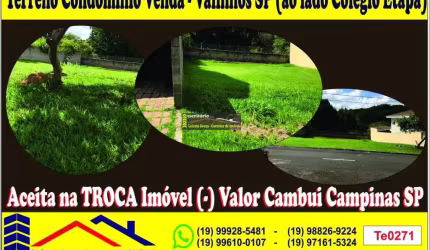Terreno Condomínio 760m² Portal do Lago em Valinhos SP - R$ 1.050.000,00 Aceita TROCAS Imoveis Cambui