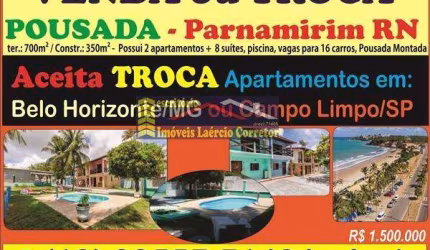 Pousada para Venda em Parnamirim, Cotovelo (Distrito Litoral), 8 dormitórios, 8 suítes, 9 banheiros, 17 vagas