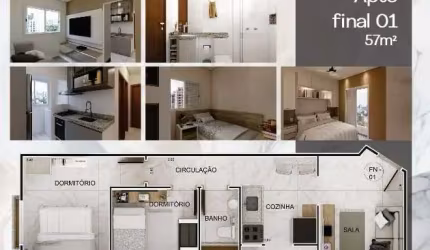 Lançamento em Cubatão - Dois dormitórios. Com elevador.