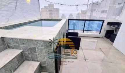 Cobertura Reformada a Venda na Praia das Pitangueiras Guarujá, Vista Mar 3 Suítes e Piscina Privativa cod R0213704
