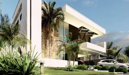 CASA DUPLEX COM FACHADA MODERNA E EM PEDRA NATURAL