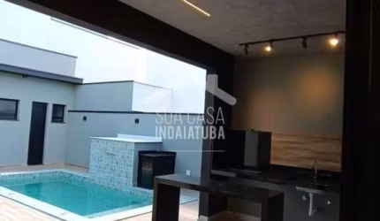 Casa nova com 3 suítes, piscina e escritório no Residencial Milano em Indaiatuba
