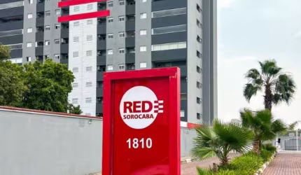 Apartamento para locação de 1 quarto todo mobiliado no Edifício RED em Sorocaba. 45 m2 de área com 2 camas, sofá, cozinha completa, ar condicionado, utensilio