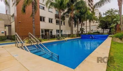 Apartamento 60m² - semi mobiliado, 2 dormitórios, 1 suíte, churrasqueira e 1 vag