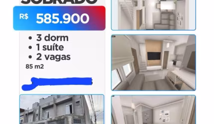 LINDO SOBRADO 85M² 3 DORM 1 SUÍTE VILA EMA