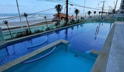 Apartamento mobiliado 3 dormitórios frente mar, Centro - Mongaguá/SP