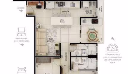 APARTAMENTO à venda, 2 quartos, 1 suíte, 2 vagas, Santa Mônica - Uberlândia/MG