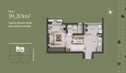 FLAT à venda, 1 quarto, 1 vaga, Santa Mônica - Uberlândia/MG