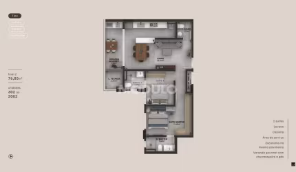 APARTAMENTO à venda, 2 quartos, 2 suítes, 3 vagas, Parque Una - Uberlândia/MG