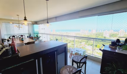 Apartamento a venda no etco greenville com 3 suites vista mar e varanda gourmet em patamares