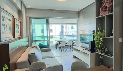 Apartamento a venda na barra quarto e sala mobiliado e varanda gourmet no morro ipiranga
