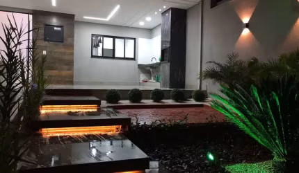 Casa Térrea 170m2 3 Dorms 1 Suíte c/Closet, Sala Jantar e Estar Pé Direito Duplo, Cozinha c/Ilha Granito, Amplo Espaço Gourmet, 5 Vagas, Jardim, Aq So